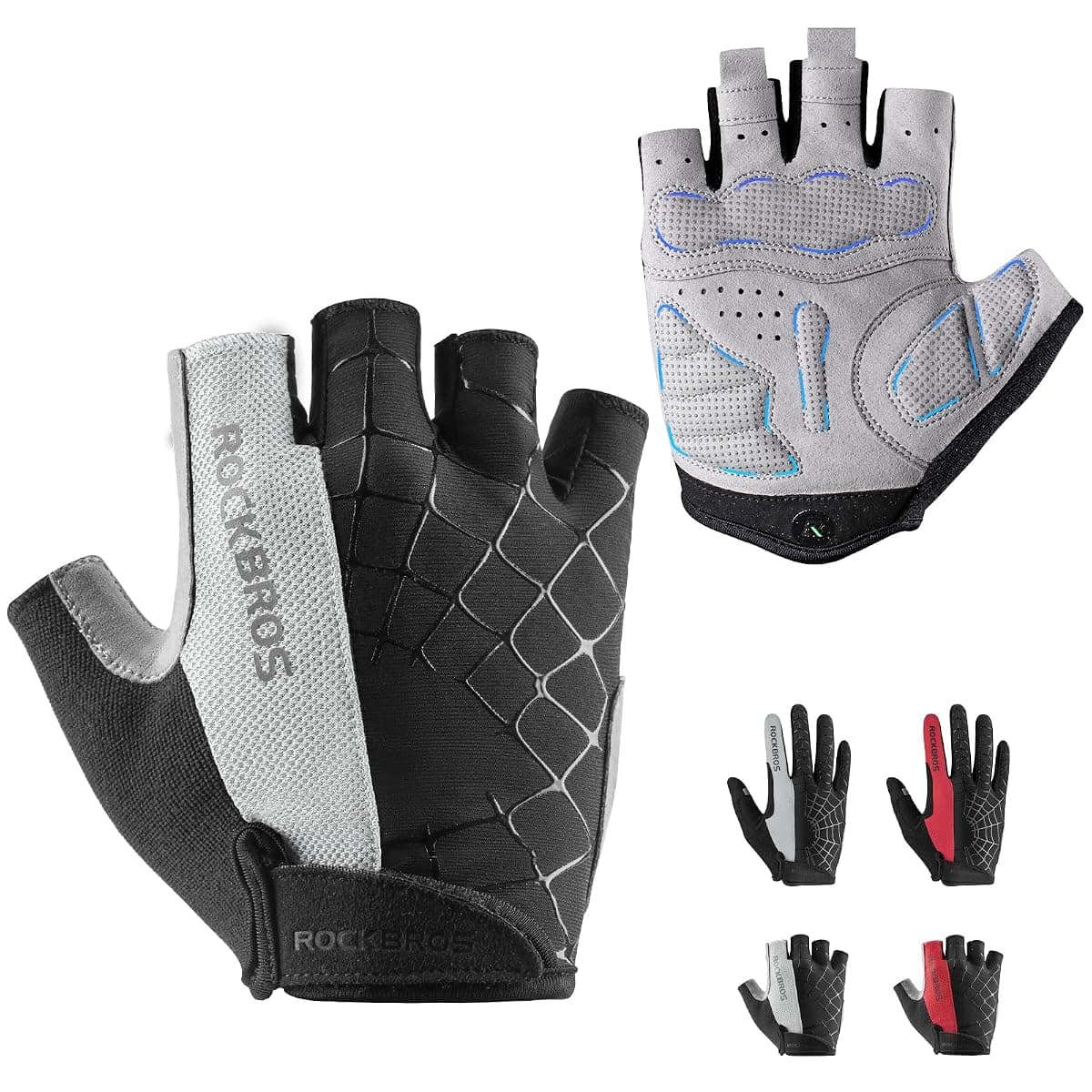 Rockbros Fingerless Gloves, US L, Gray