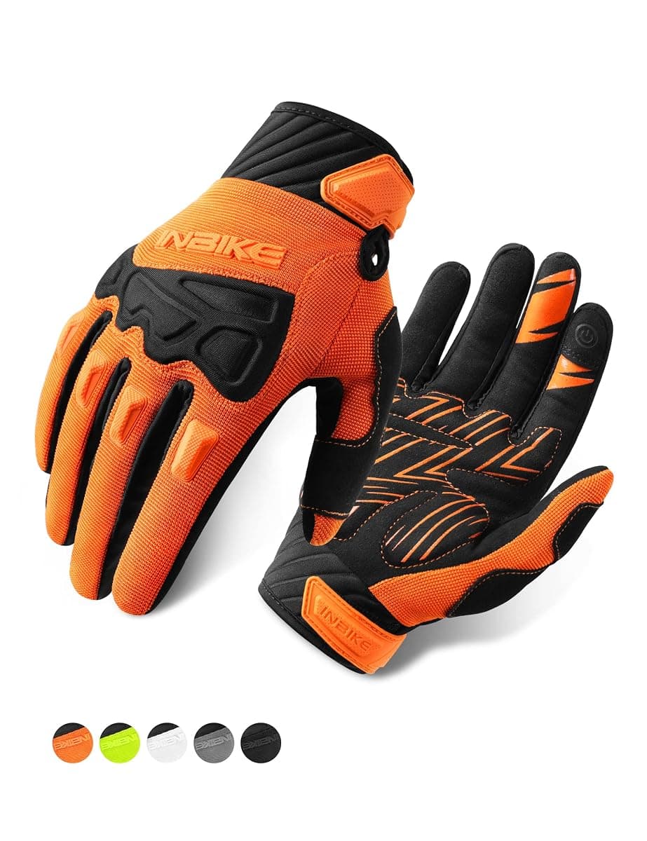 Inbike Padded MTB Gloves, Large, Orange